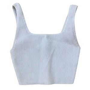 Babaton Sculpt Knit Cropped Tank Top White Square Neck Ribbed Cami Small